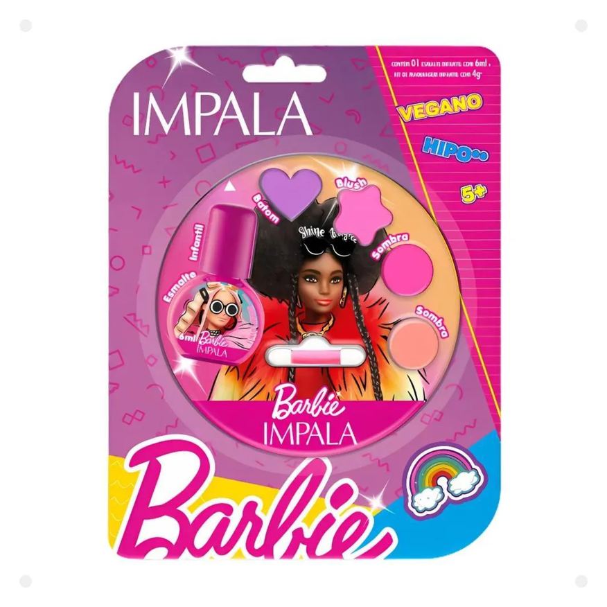 Impala Kit Barbie:1 Esmalte Icônica e Paleta de Maquiagem Infantil