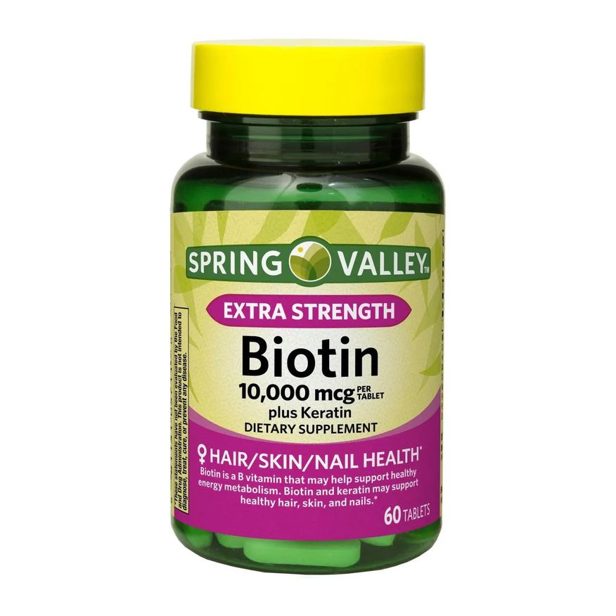 Spring Valley Biotina 10.000mcg com Queratina 60 Capsulas