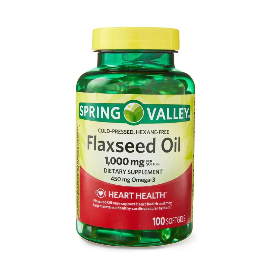 Spring Valley Óleo de Linhaça 1000mg Omega-3 450mg 100 Softgels