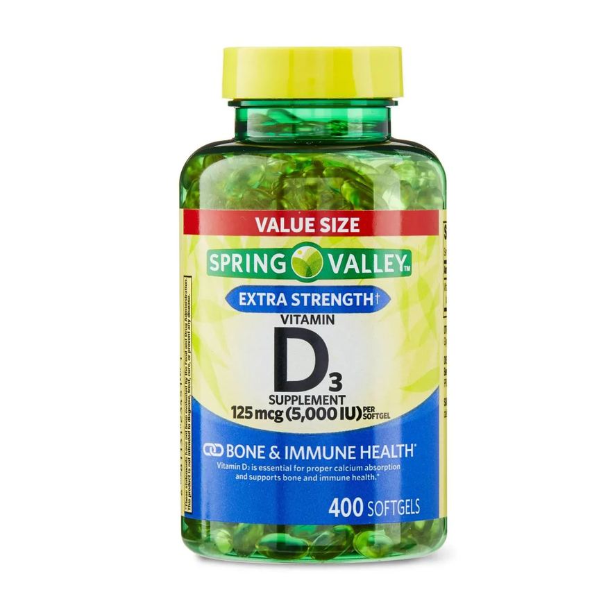 Spring Valley Vitamina D3, 125 Mcg, 5.000 Iu com 400 Softgel