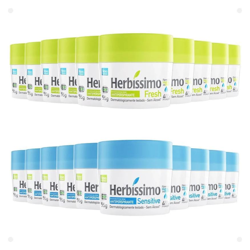 Herbíssimo Kit Desodorante: 10 Fresh e 10 Sensitive 55g