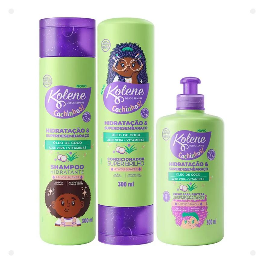 Kolene Kit Cachinhos: Shampoo, Condicionador e Creme para Pentear 300ml