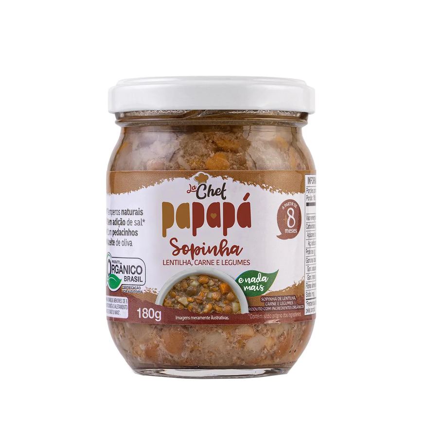 Papapá Sopinha Orgânica La Chef Lentilha, Carne e Legumes 180g