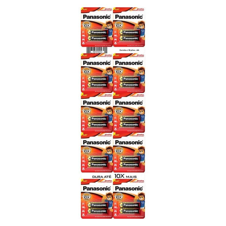 Panasonic Pilha Alcalina Pequena Cartelão Lr6-2bt - 10 Embalagens com 2 unidades