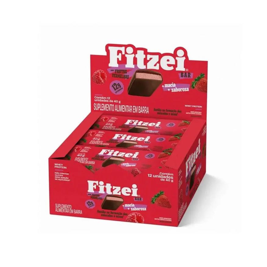 Vitafor Fitzei Bar Display (12 Unid 40g) - Sabor: Frutas Vermelhas