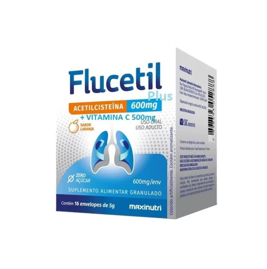 Maxinutri Flucetil Plus (16 Envelopes de 5g) - Sabor: Laranja