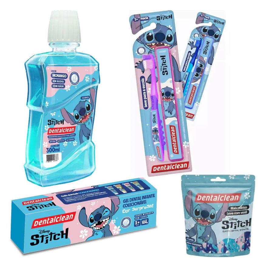 Dentalclean Kit Escova 3a, Gel, Enxaguante, Flosser Stitch