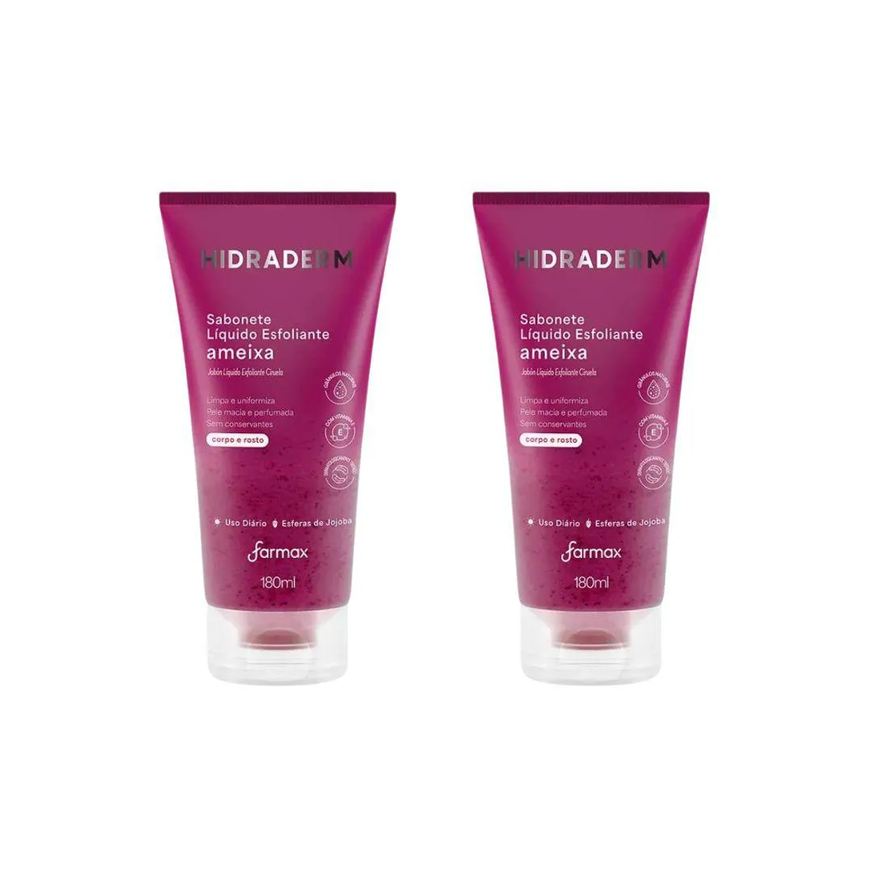 Hidraderm Sabonete Liquido 180ml Esfoliante Ameixa - 2un