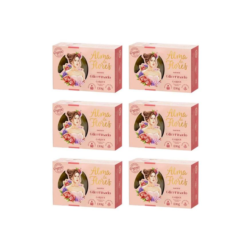 Alma de Flores Sabonete 130g Glicerinado Garden - Kit com 6 unidades