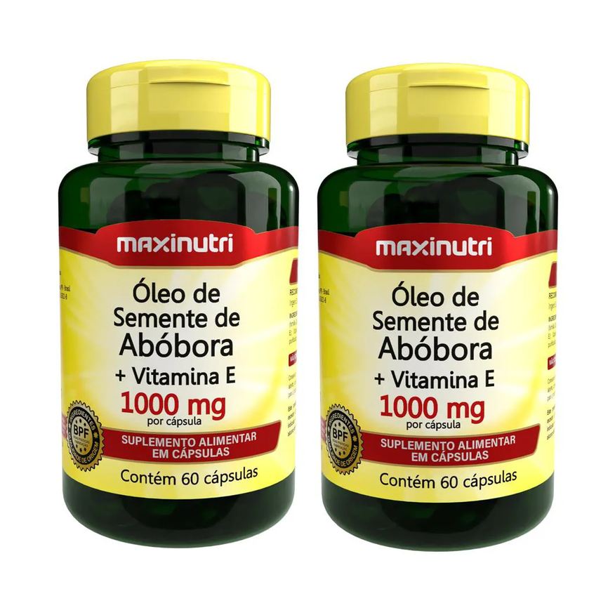MAXINUTRI KIT 2 ÓLEO SEMENTE DE ABóBORA + VITAMINA E 60 Cápsulas