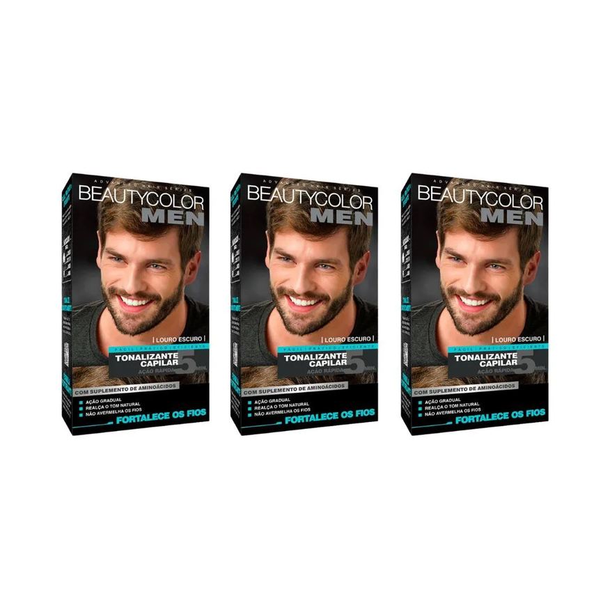 Beauty Coloraçao Color Men Louro Escuro - Kit C / 3un