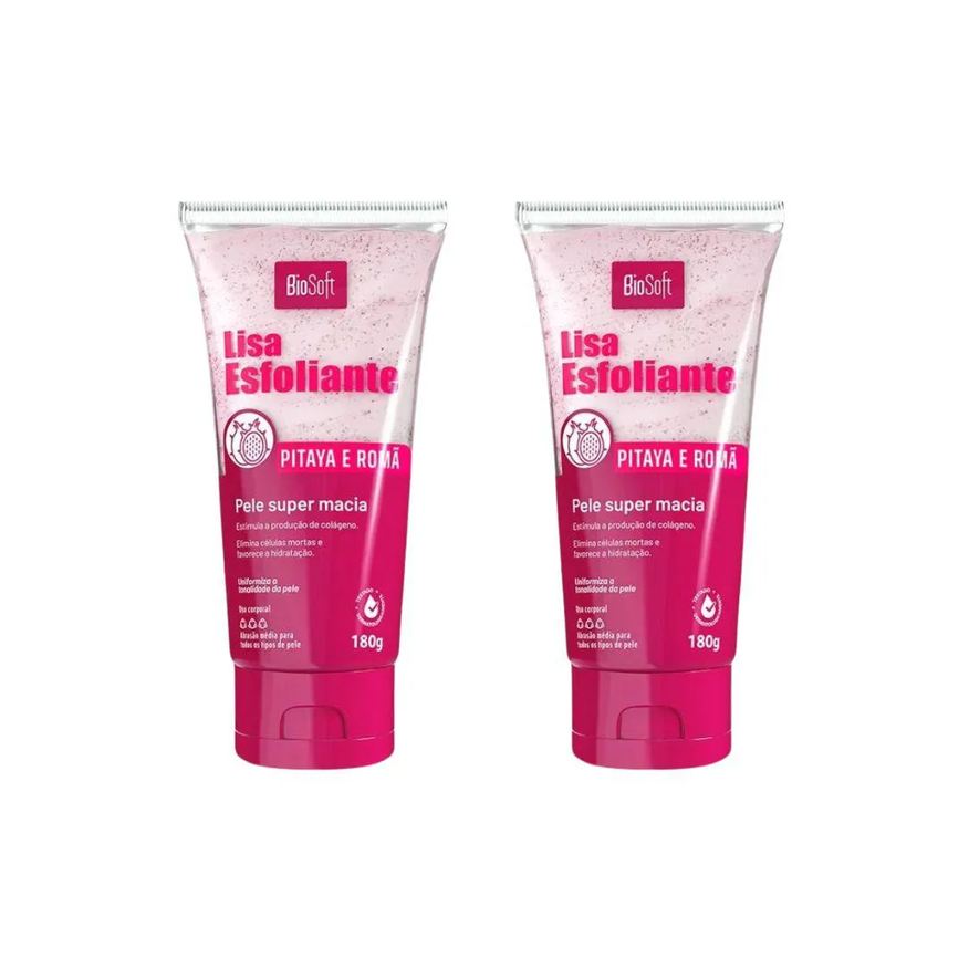 Soft Hair Creme Esfoliante 180g Biosoft Pitaya - Kit C / 2un