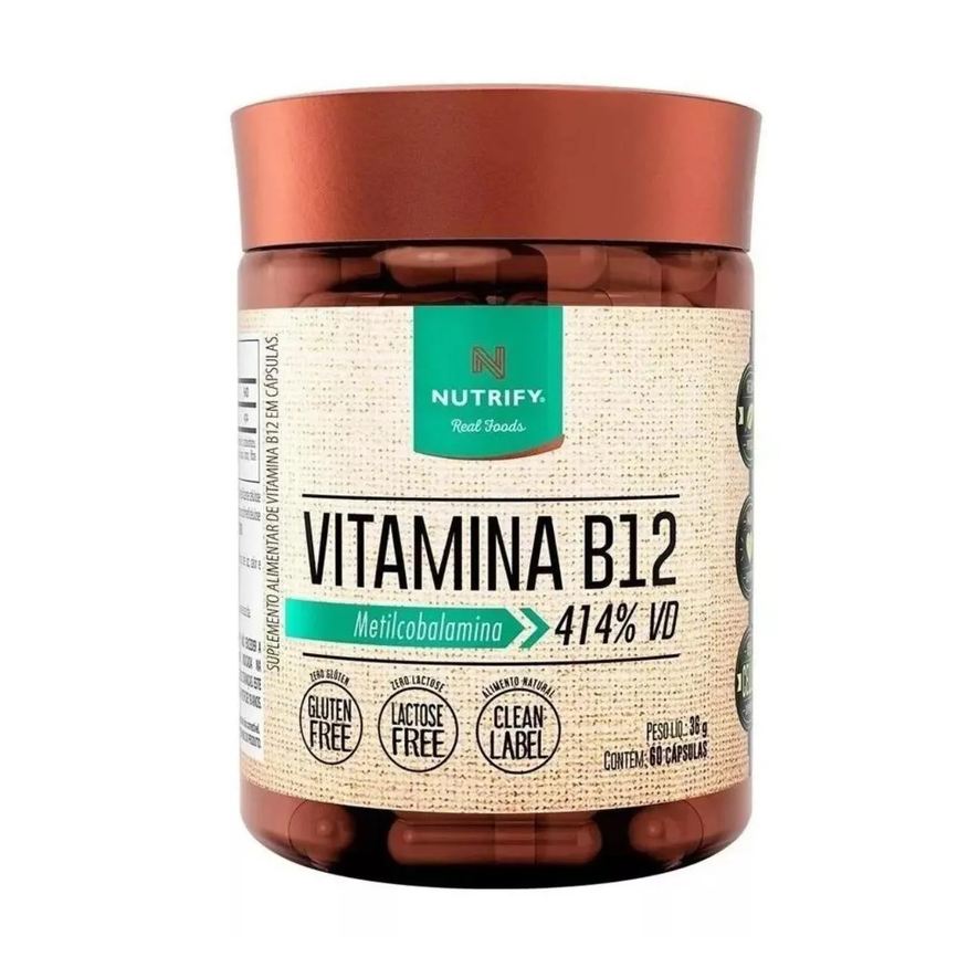 Nutrify Real Foods Vitamina B12 Vegana Nutrify 60 cápsulas Metilcobalamina 414% Vd sem Sabor