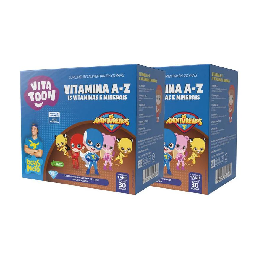 MAXINUTRI KIT 02 VITATOON POLIVITAMíNICO A-Z SABOR BRIGADEIRO 30 GOMAS