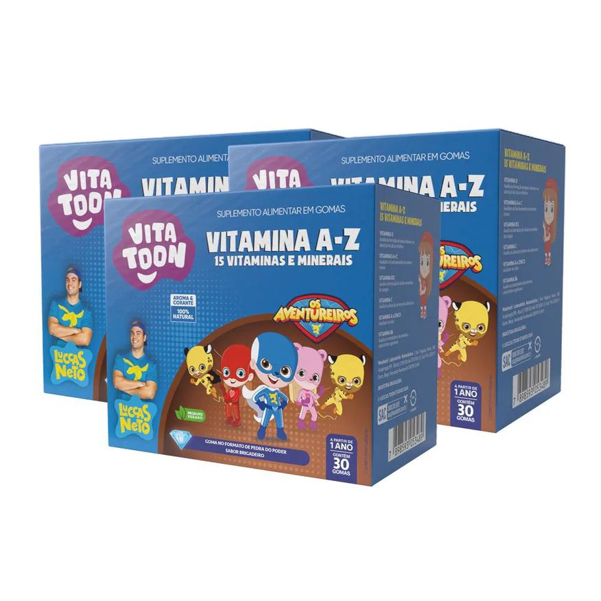 Maxinutri Kit 03 Vitatoon Polivitamínico A - Z Sabor Brigadeiro 30 Gomas