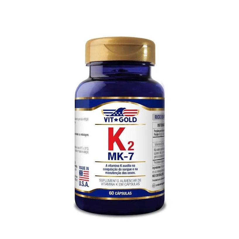 Vit Gold Vitamina K2 MK-7 (Menaquinona-7) 100mcg Vitgold 60 Cápsulas