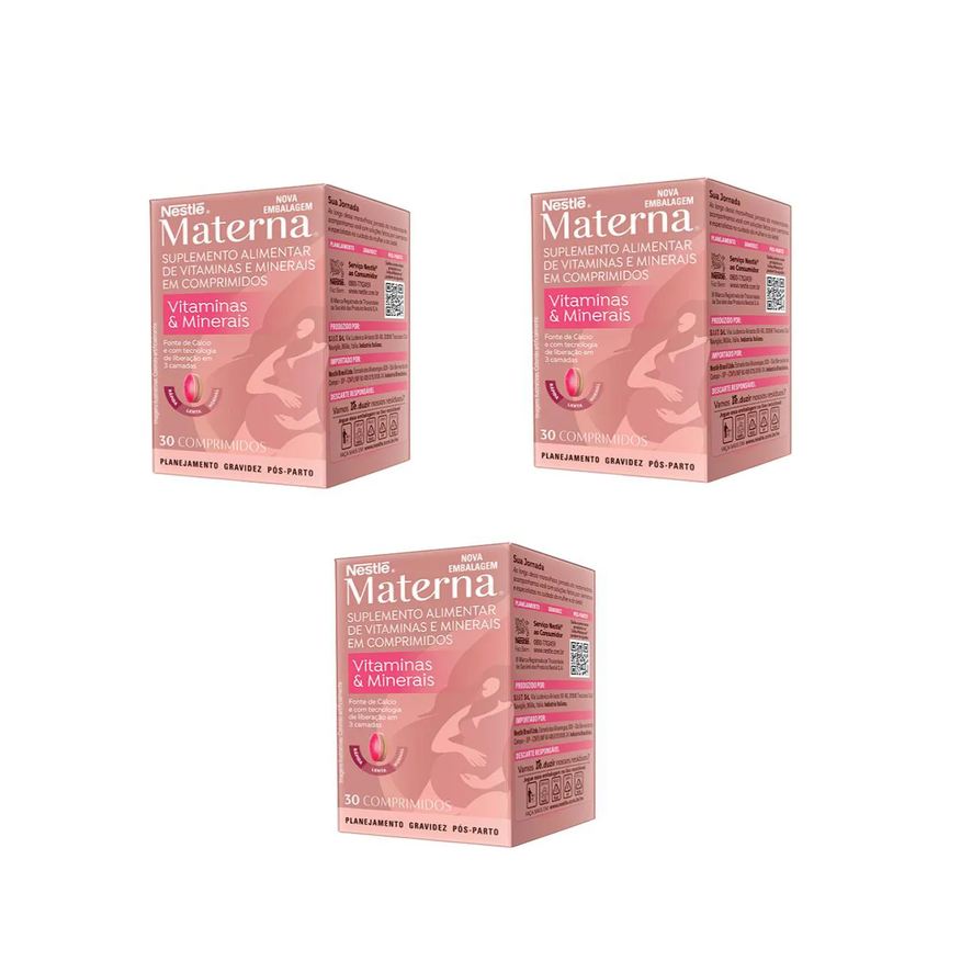 Materna Kit 3 Suplemento Vitamina e Minerais 30 Cpr – Nestlé