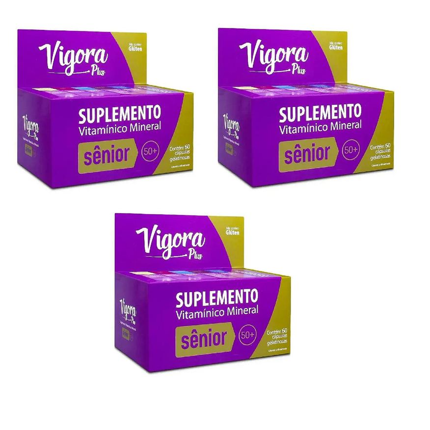 Prati Donaduzzi Kit 03 Suplemento Vigora Plus Sênior 50 + com 60 Cápsulas - Prati