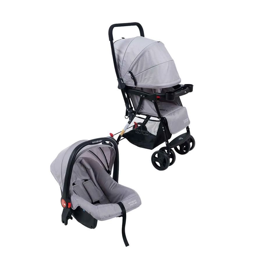 Maxi Baby Carrinho de Bebê com Bebê Conforto 2 em 1 Youturn Cinza