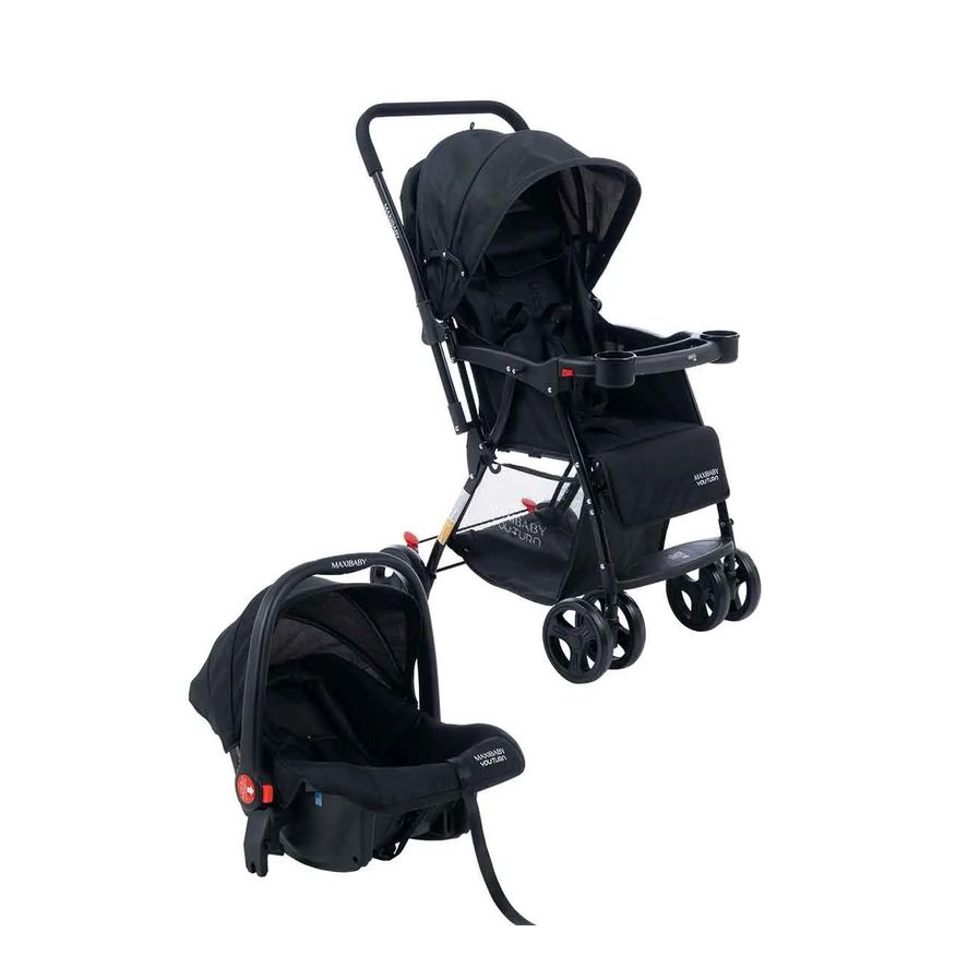 Maxi Baby Carrinho de Bebê com Bebê Conforto 2 em 1 Youturn Preto