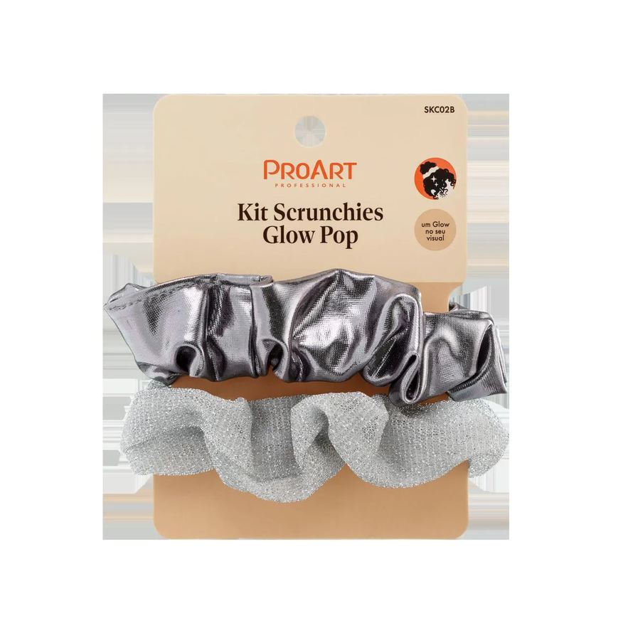 Proart Kit de Scrunchie Glow Pop 2 Peças - Prata