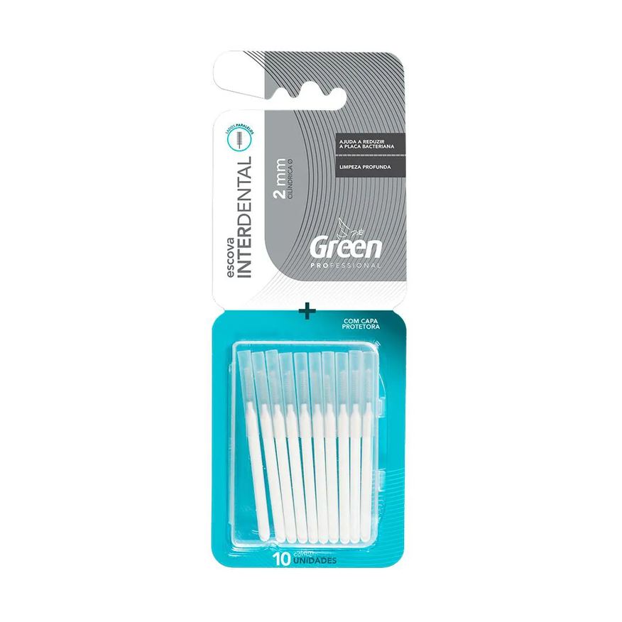 Interdental Escova Cilíndrica 2mm - 10 unidades - Green