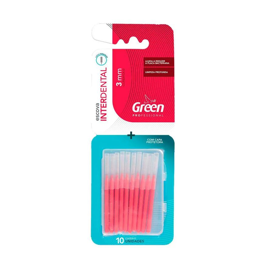 INTERDENTAL ESCOVA CILíNDRICA 3MM - 10 UNIDADES - GREEN