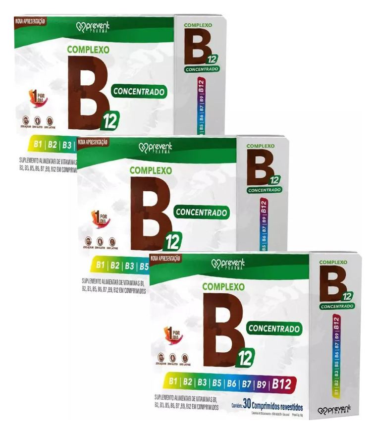 Prevent Pharma Kit 3 Complexo B12 Concentrado 30 cápsulas