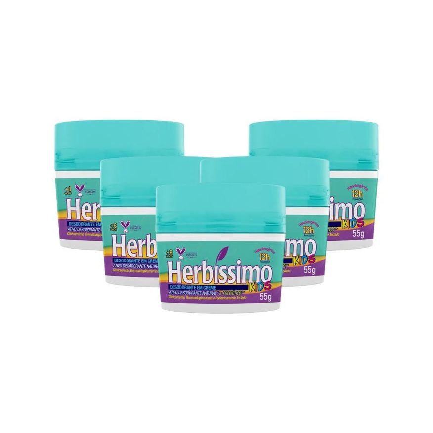 Herbíssimo Kit Desodorante Cremoso Herbissimo Kids 55g (5 Unidades)