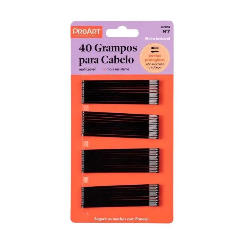Proart 40 Grampos de Cabelo Curvo Preto