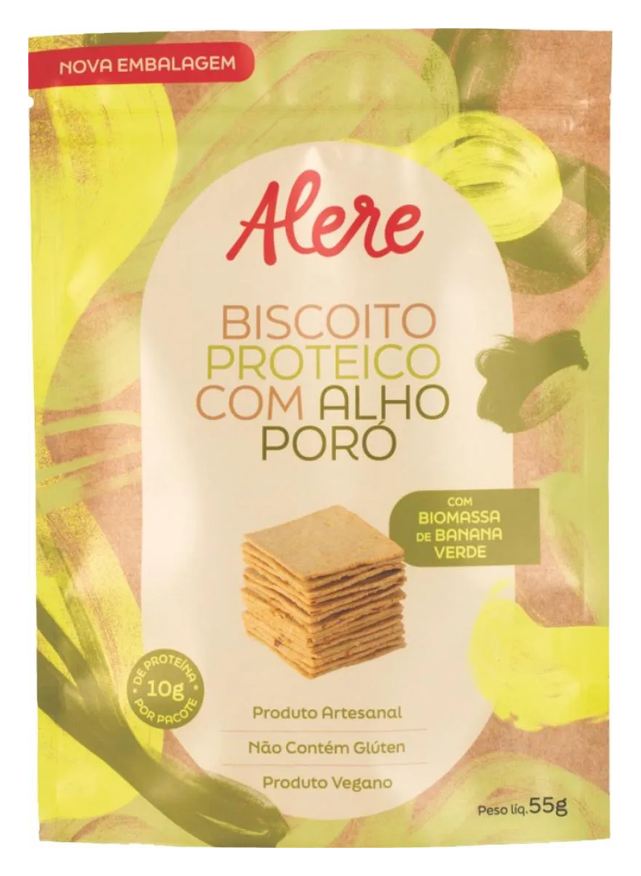 Alere Biscoito Proteico com Alho Poró sem Glúten 55g