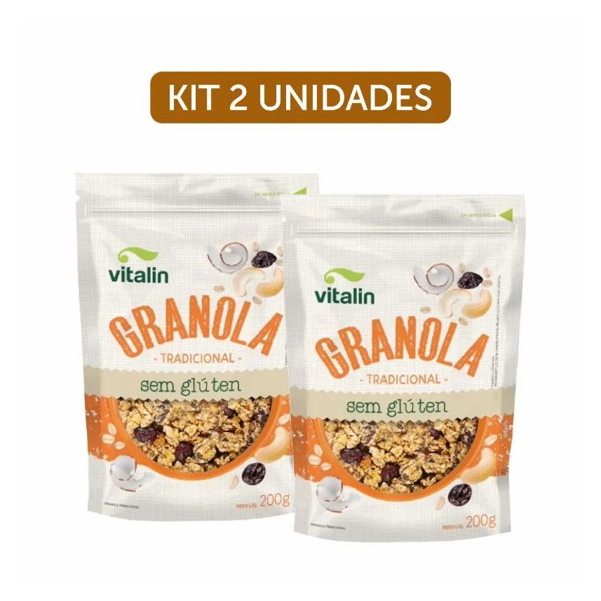 Vitalin Kit 2X: Granola Tradicional sem Glúten 200g