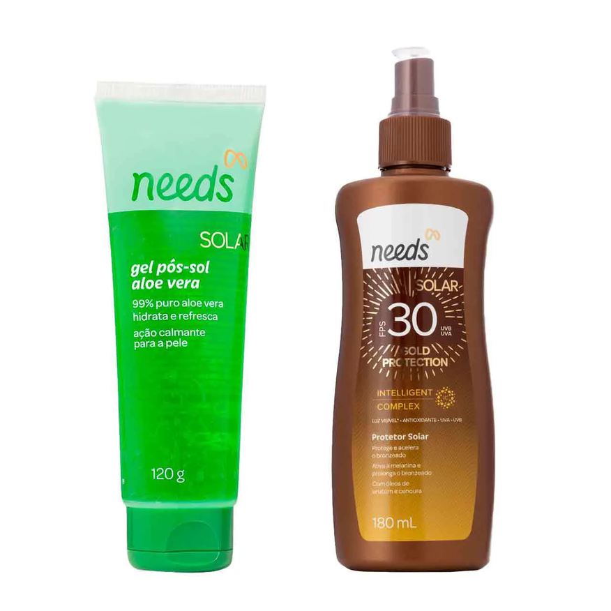 Needs Kit Solar Protetor Corporal FPS 30 Spray 180ml + Gel Pós-Sol Aloe Vera 120g