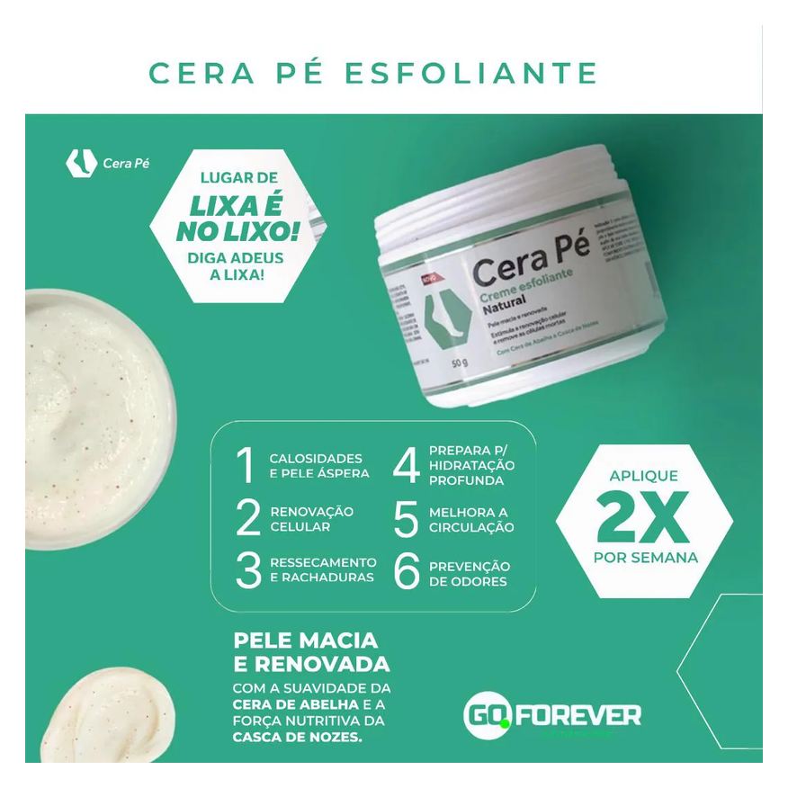 Pé Cera Esfoliante para Os Pés Pote 50g