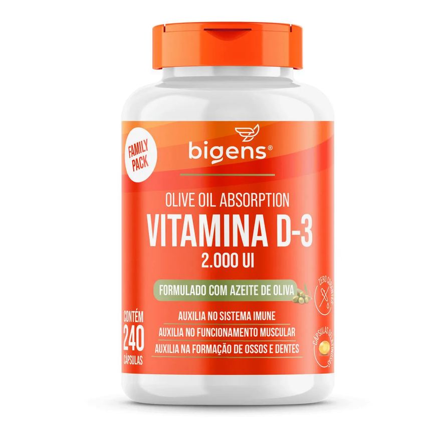 Biogens Bigens Vitamina D3 2000ui Óleo de Oliva 240 Cápsulas