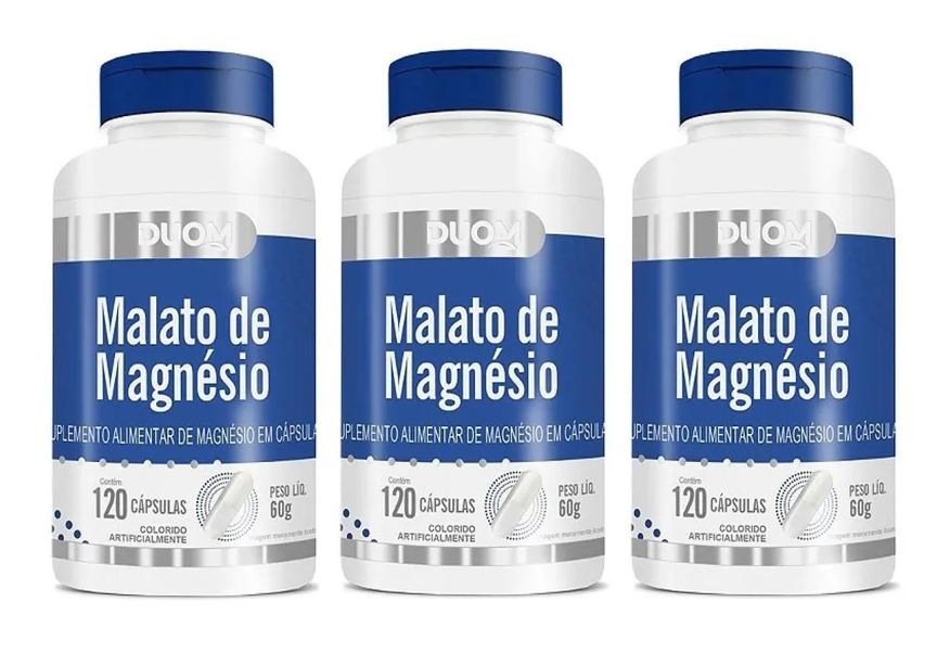Duom Kit 3 Suplemento Alimentar Malato de Magnésio 120cps