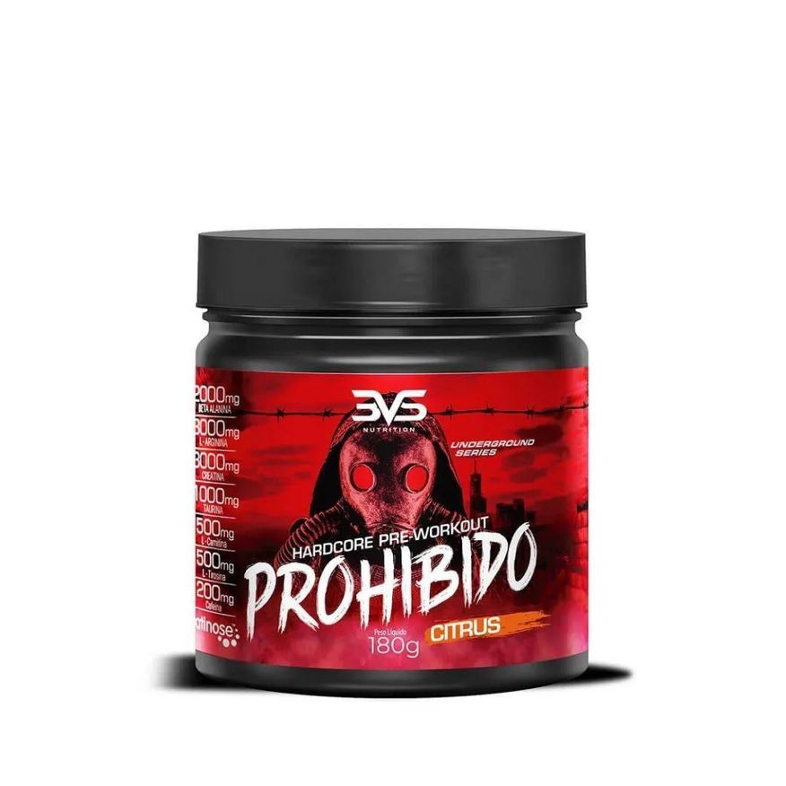 3Vs Prohibido Hardcore Pre Workout (180g) - Sabor: Citrus