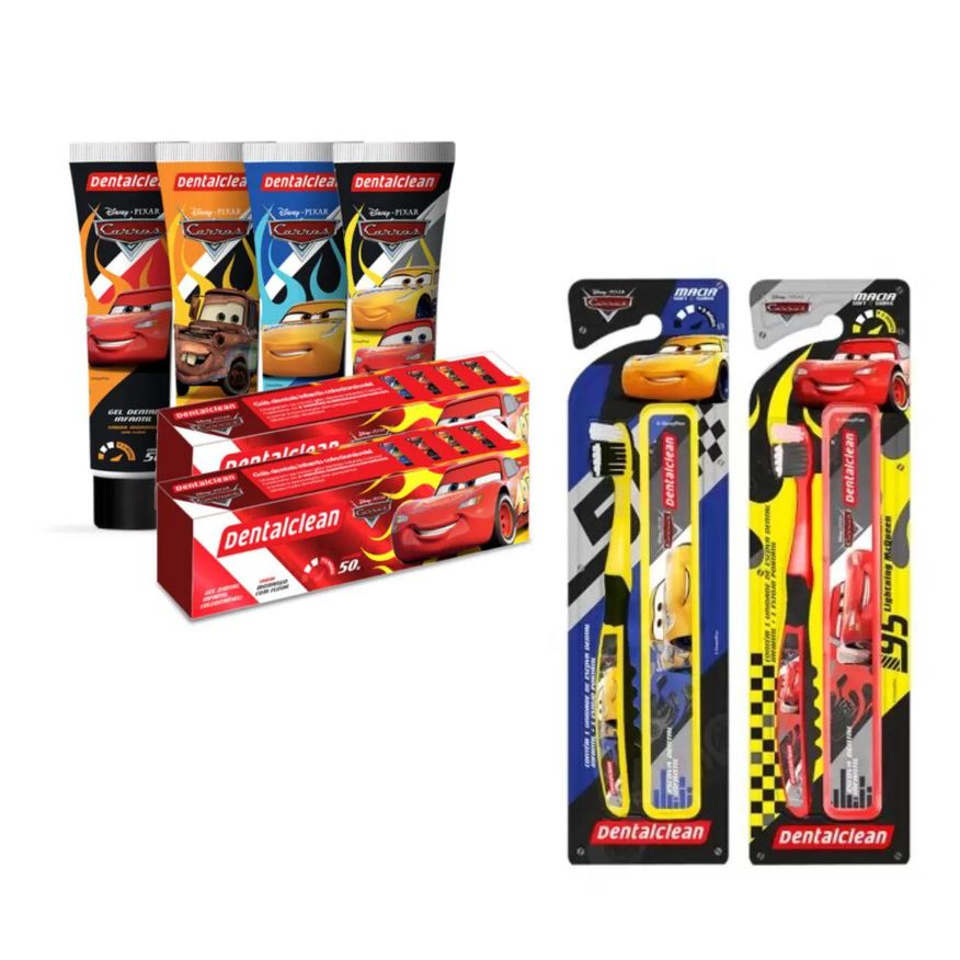 Dentalclean Gel Dental + Escova de Dente + Estojo Carros