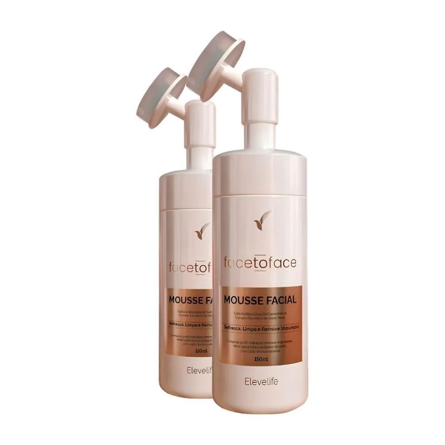 Eleve Life Kit Com 2 Espumas De Limpeza Facial Com Escova - Face To Face 150ml Mousse Facial Eleve Live
