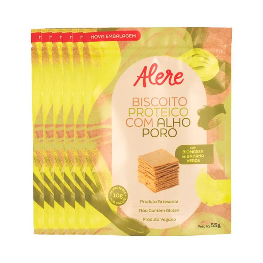 Alere Kit 6X: Biscoito Proteico com Alho Poró sem Glúten 55g