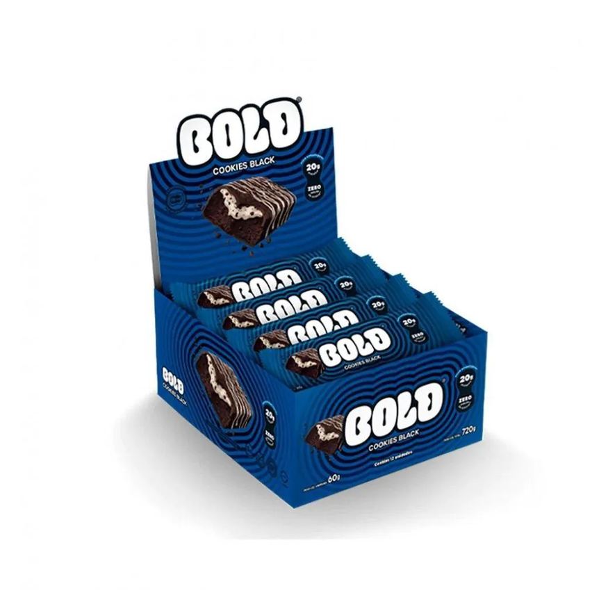 Bold Bar Display (12 unidades de 60g) - Sabor: Cookies Black.