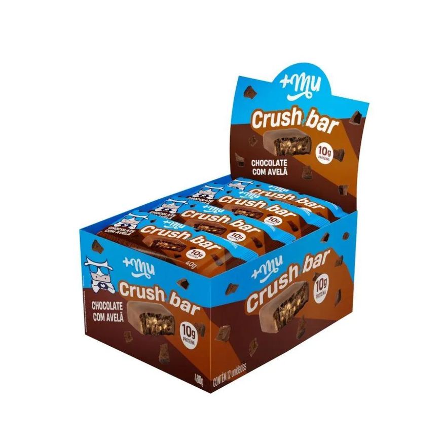 Mais Mu CRUSH BAR DISPLAY 480g (12 UNID 40g) - SABOR: CHOCOLATE C/ AVELã