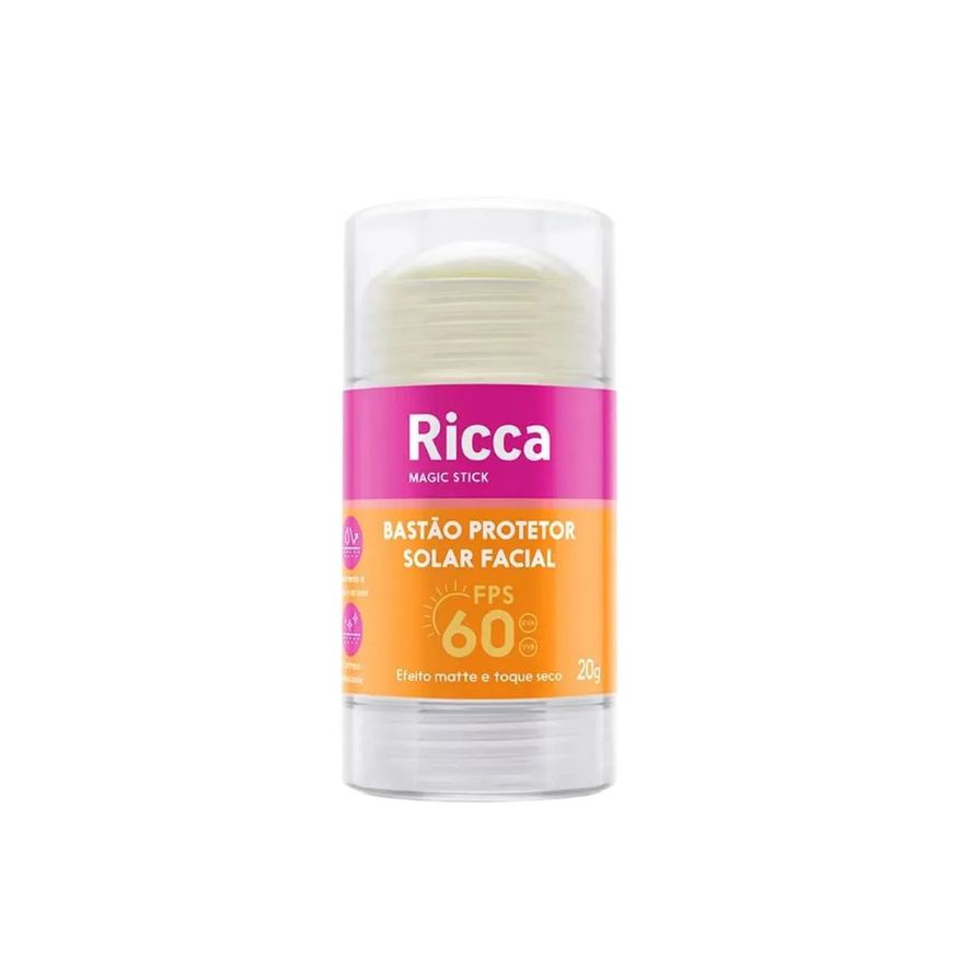 Protetor Bastão Solar Facial Fps60 Efeito Matte 20g Ricca