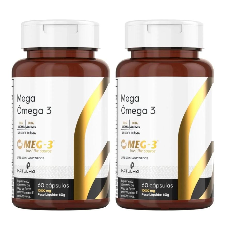 Natulha Kit 2x Mega Ômega 3 Meg-3® 33% Epa / 22% Dha 60 Softgels