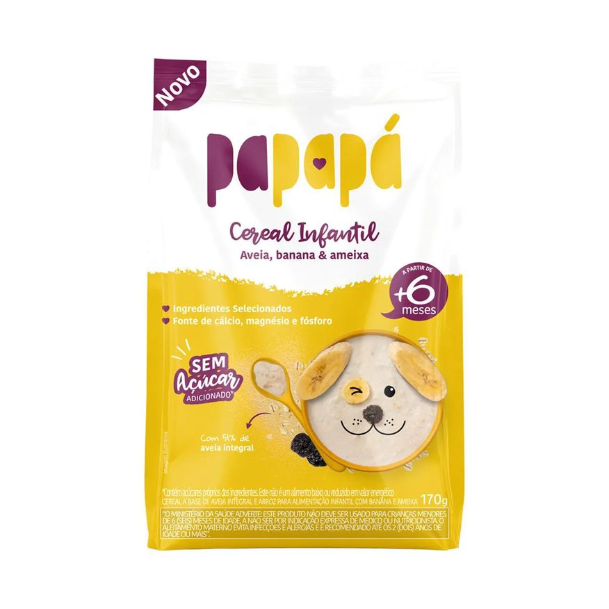 Papapá Cereal Infantil Integral Aveia, Banana e Ameixa 170g
