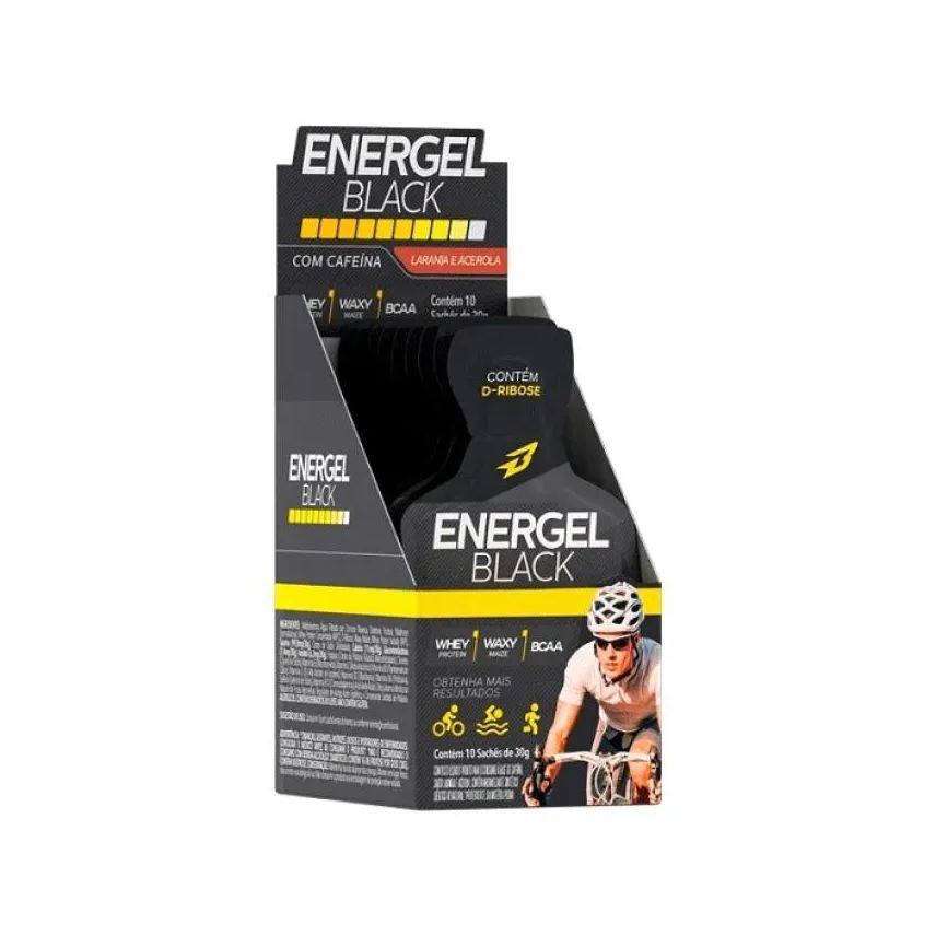 Body Action Energel Black Caixa com 10 Sachês (300g) - Sabor: Laranja c/ Acerola