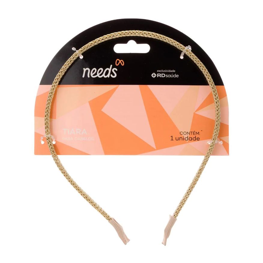 Needs Tiara para Cabelos Metal Dourada 1 unidade