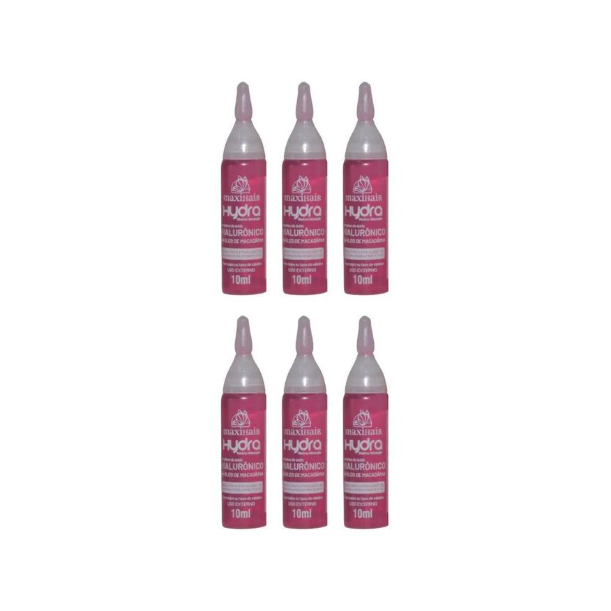 Maxi Hair Ampola de Vitamina Maxihair 10ml Hialuro+oleo de Maca - 6un