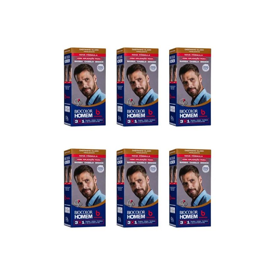Bozzano Coloraçao Biocolor Homem Castanho Claro - Kit C / 6un
