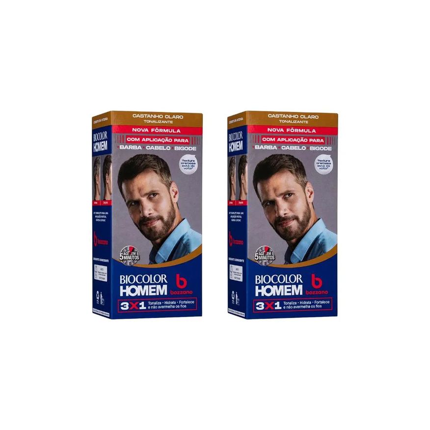 Bozzano Coloraçao Biocolor Homem Castanho Claro - Kit C / 2un